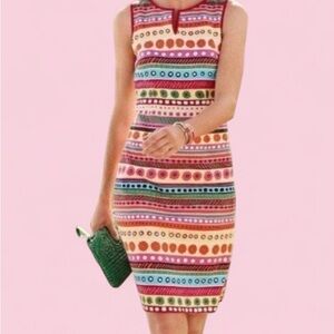 Talbots Petites Bright Patterned Cotton Blend Sleeveless Dress Size 4P